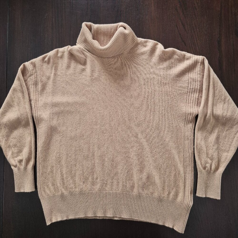 REISS Nova sweater in Camel - roll neck, turtleneck, jumper - Large
